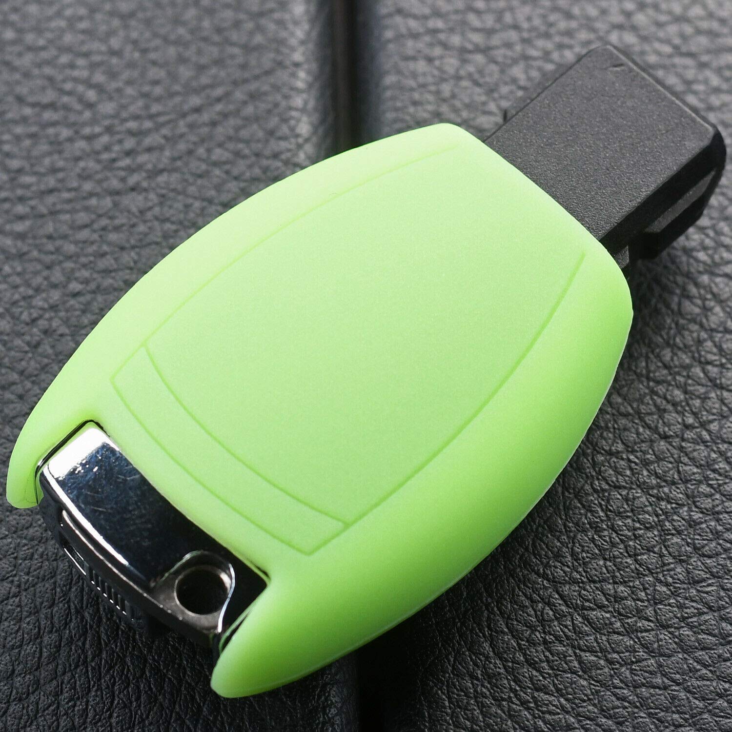 Cover Protettiva Per Chiave Auto Mercedes - Soft Case In Silicone Verde Fluorescente - Per Smartkey A 3 Pulsanti - 2