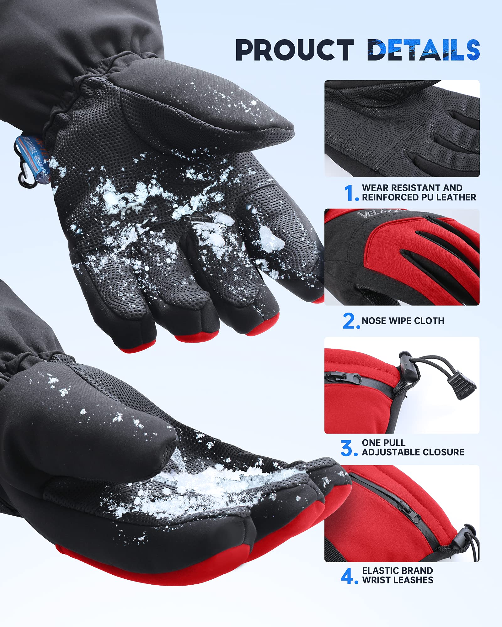 Thermohandz Thermal Gloves Waterproof VELAZZIO Ski Gloves