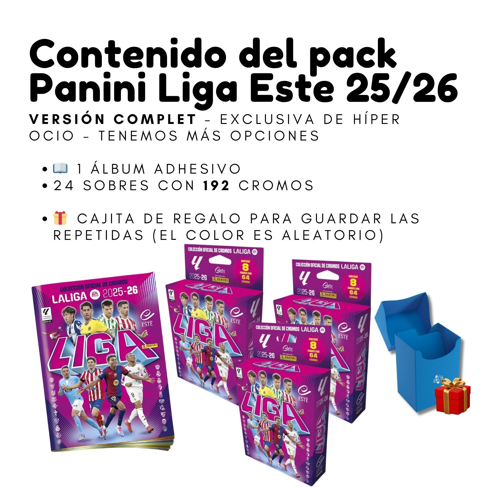 Panini Cromos Liga Este 25/26 - Packs con Diferentes Versiones del Producto y Regalo de Cajita para Cromos Surtidos - Cartas de Futbol (No Adrenalyn ni Eurocopa) (Album+24)