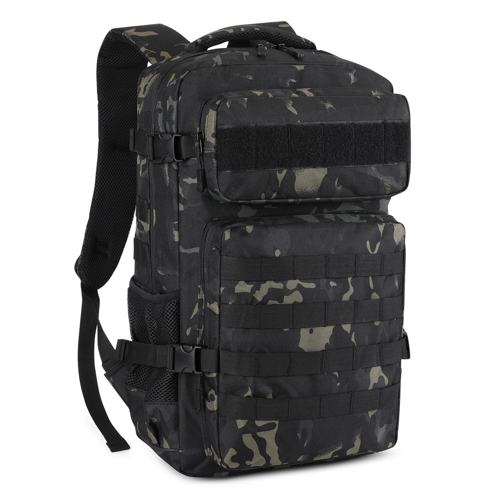 HUNTVP Militär Rucksack Herren 30L Taktischer Rucksack Molle Wanderrucksack Tactical Backpack Sportrucksack Bundeswehr Wasserdicht Daypack für Wandern Camping Outdoor,30L-Camouflage