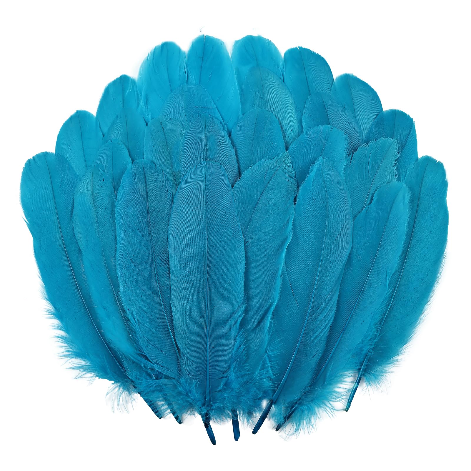 300pcs Goose Feathers(4-7 inches10-17cm),Feathers for Crafting,DIY,Hats Clothing,Cosplay Wings and Wedding Home Party Decorations,Dream Catcher Supplies (Aqua Blue)