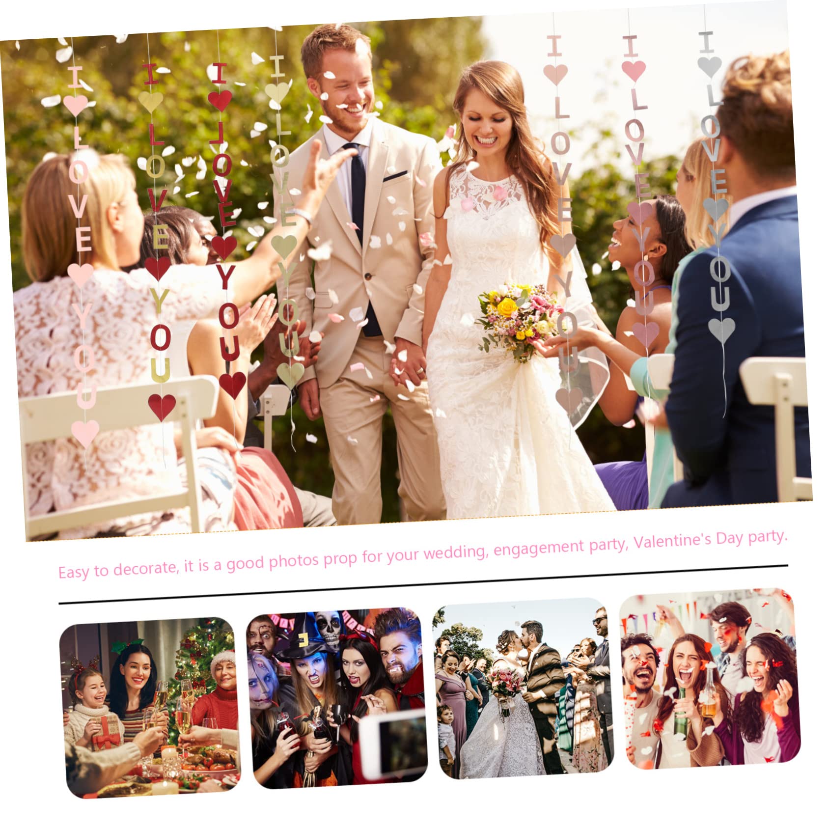 Gadpiparty 5 Set Di Decorazioni A Forma Di Cuore Per San Striscioni Per Matrimonio Ghirlande A Forma Di Cuore Ti Amo Decorazioni Da Appendere 7 Pezzi*5