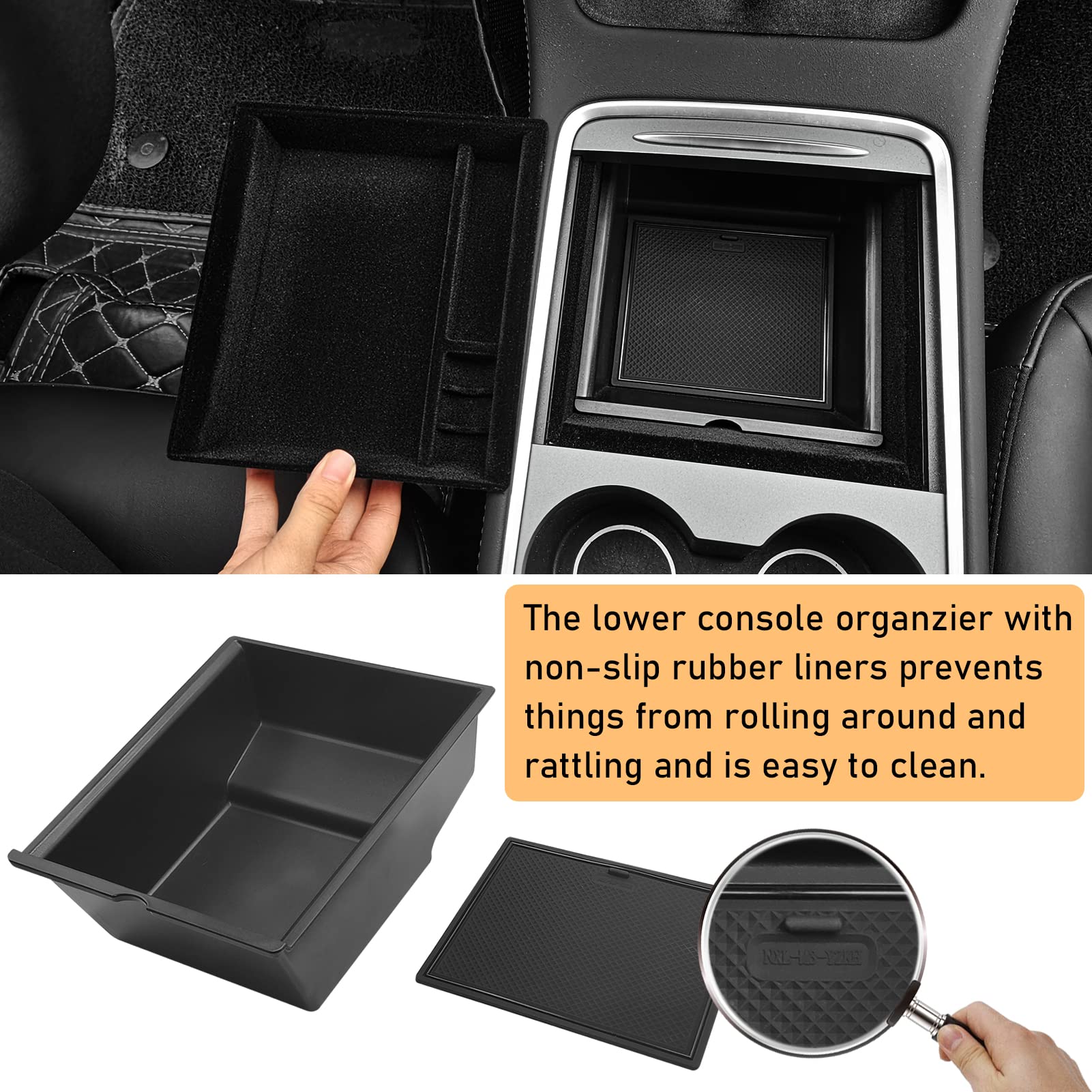 Organizer Console Centrale Per Tesla Model 3/Y - 2 Pezzi In TPE, Antiscivolo E Impermeabile - Foto 11