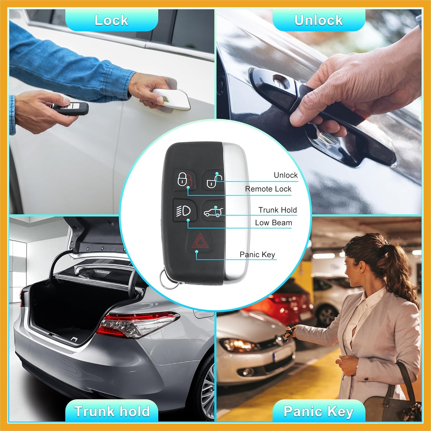 315MHz KOBJTF10A Replacement Smart Proximity Keyless Entry Remote Key Fob for Range Rover Evoque Sport 2012-2017 for Land Rover LR2 LR4 2012-2015 5 Buttons Replacement - Image 3