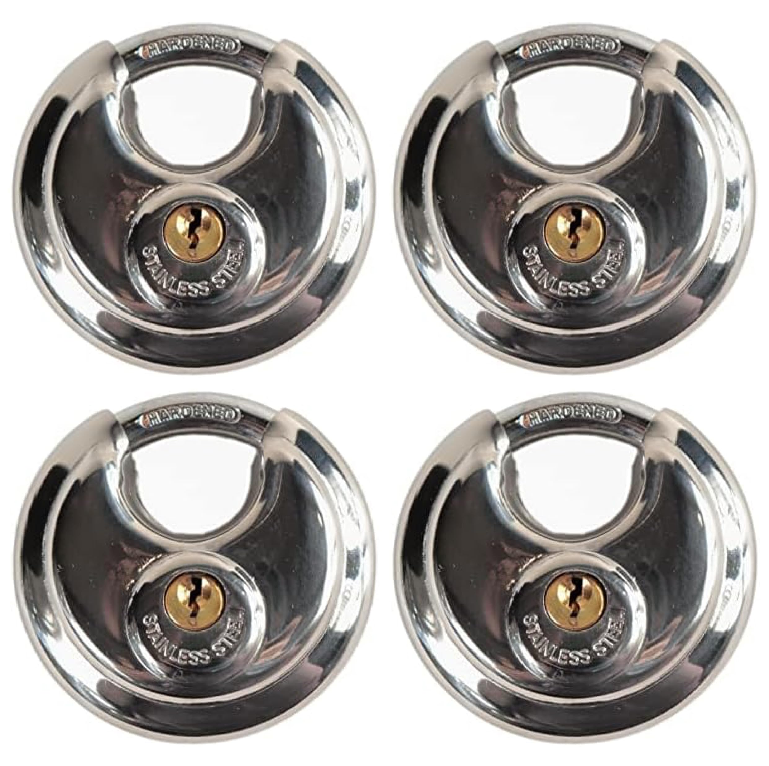 Royabolt 70MM Discus Lock with Keys, Disc Lock for Storage Units, Garages & Gates, Waterproof Lock for All Weathers 4 Pack