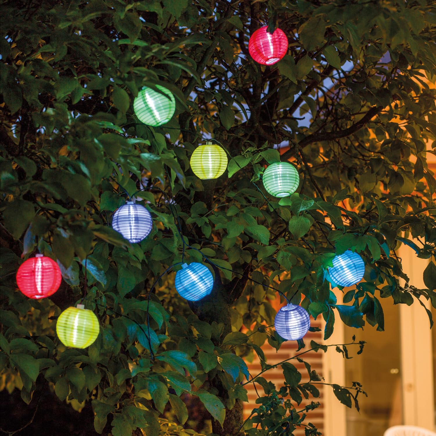 Solar LED Lampion-Lichterkette 4,5 M – 10 Warmweiße LEDs, Solar, Für Garten, Balkon & Party