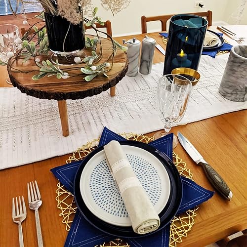 Miniatura 5 de Juego de 12 manteles individuales tejidos, decoración de mesa de comedor, centro de mesa, decoración de mesa, platos de cargador, manteles