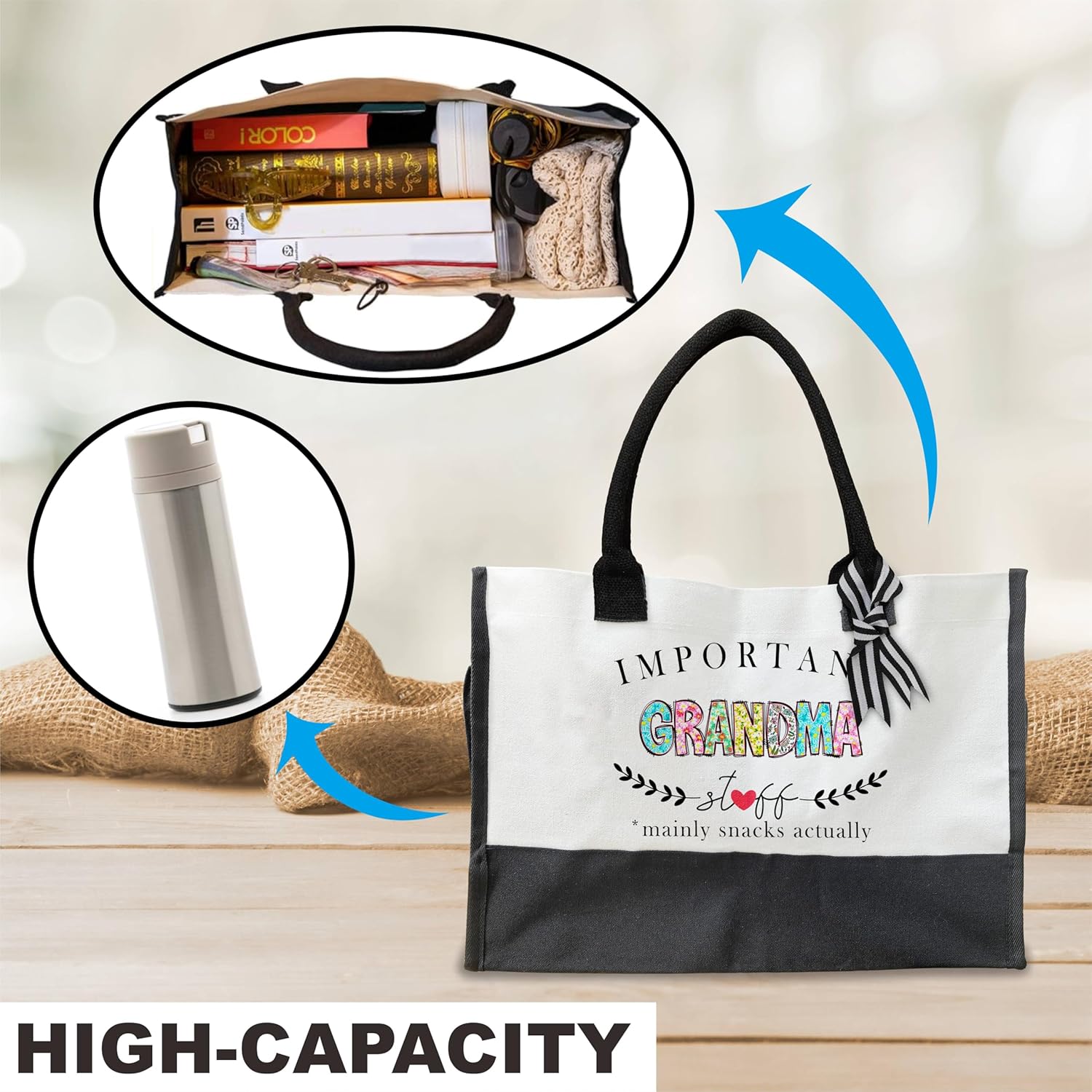 Canvas Tote Bag For Grandma, Important Grandma Stuff, Gift Bag For Grandma, Nana Gifts, Mother's Day Gift, Grandma Gift Ideas, Beach Grocery Bag, Nana Birthday Gifts - A11 - Image 4