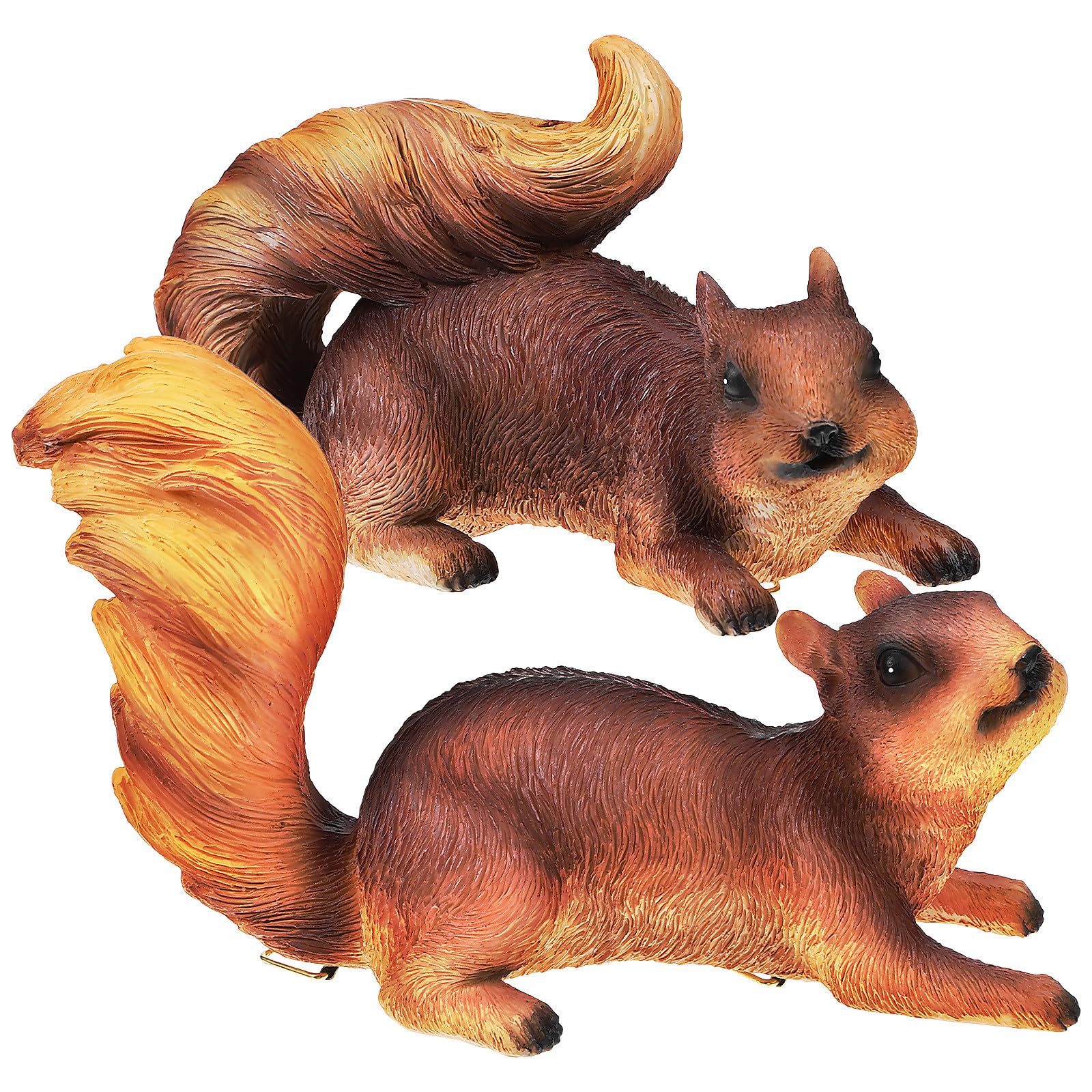 MAGICLULU Statues Écureuil en Résine Marron, Lot de 2 Pièces, Décoration Extérieure Résistante la Décoloration, Design Réaliste pour Suspendre aux Arbres ou Étagères Intérieures