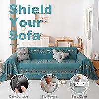Vista 242 de VClife funda boho de sofá de felpilla para sofá seccional, funda antideslizante para sofá de 2 plazas, protector para mascotas con borlas, funda
