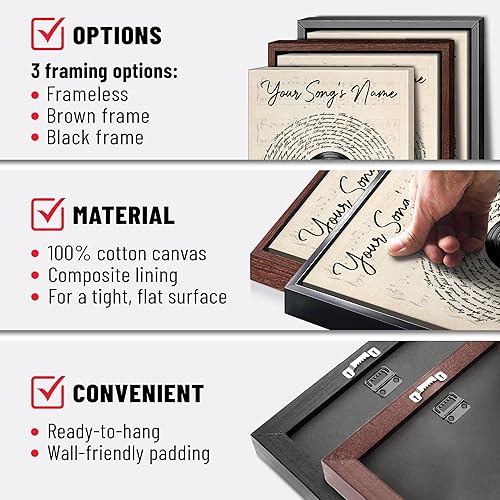 Vista 108 de H-DEWALL Letras de canciones personalizadas, lienzo enmarcado en marrón, música romántica del día de San Valentín, regalo personalizado para marido