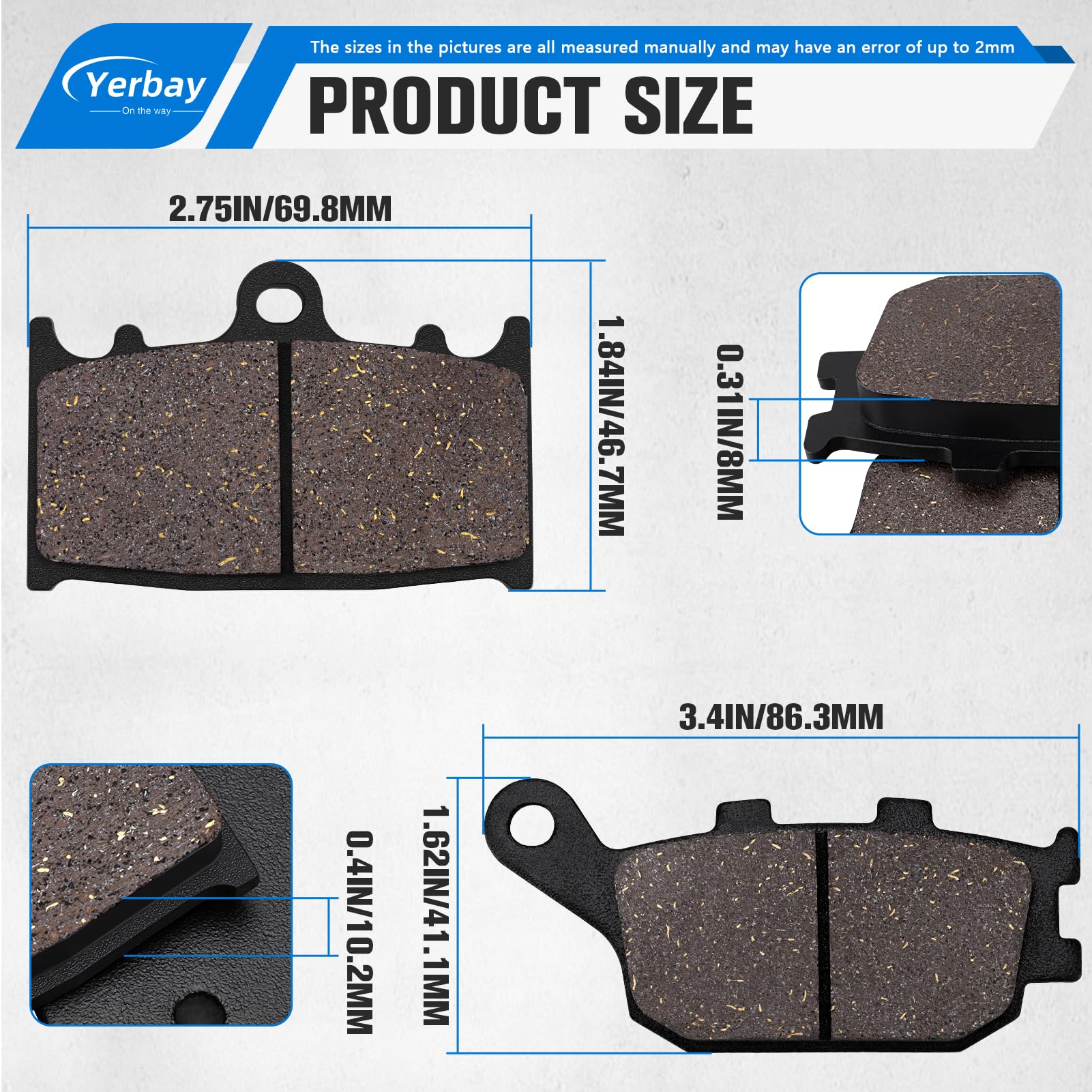 Plaquettes de Frein Avant/Arrière Kit pour Suzuki GSF650 Bandit GSX 650 2008-2014/ SV 1000 2003-2007/ GSF 1250 Bandit 2007-2016/ GSX 1250 2010-2016/ GSF 1200 Bandit 2006-2010
