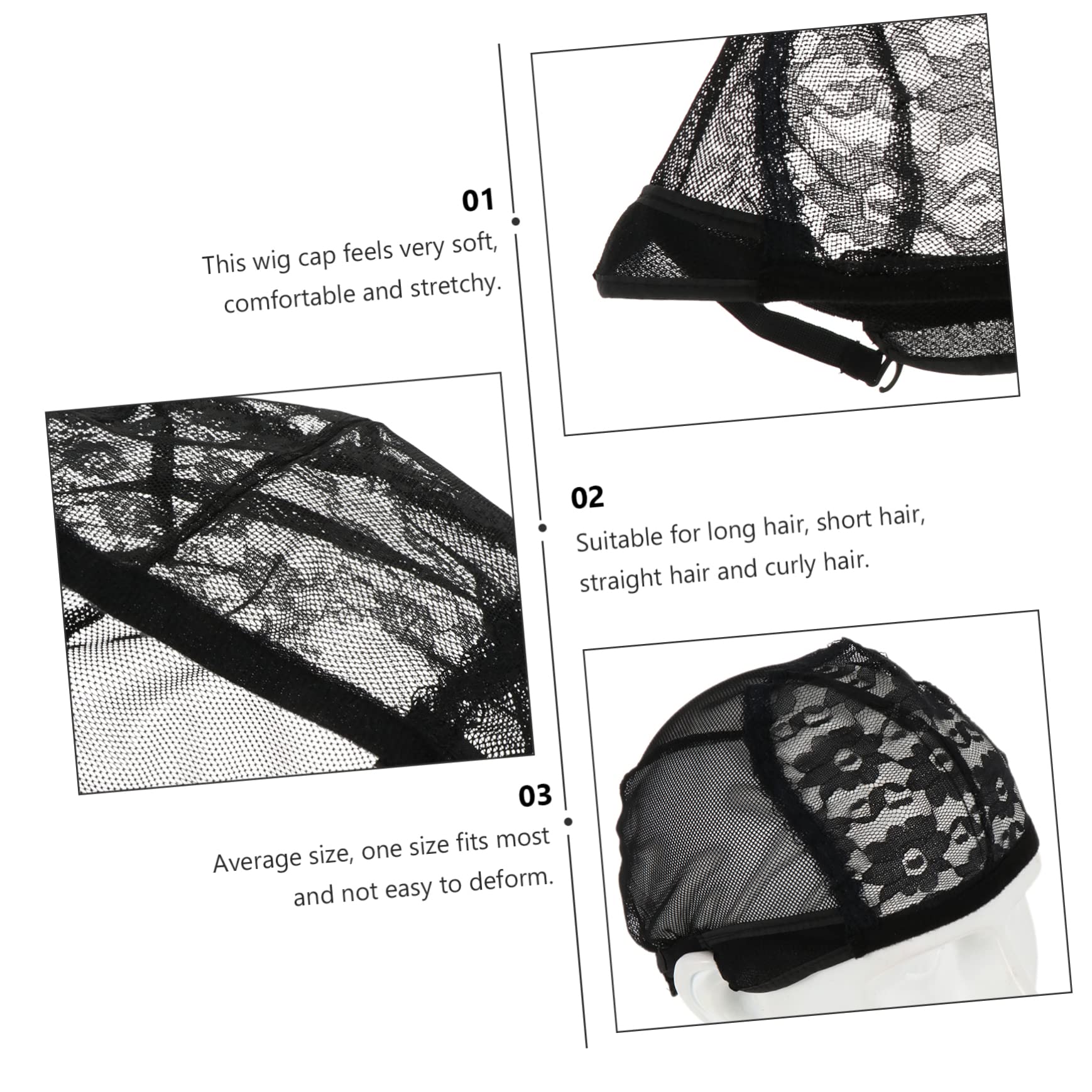 Beatifufu 4pcs u Shape Wig Hair Nets Mesh Cap for Wig Making Braiding Bonnet Elastic Lace Comfortable Breathable