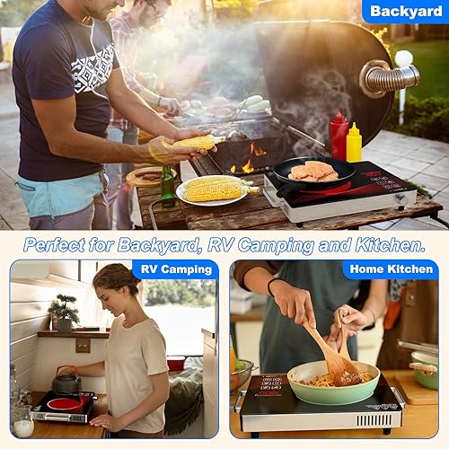 Miniatura 5 de 1800W Portátil Infrarrojo Estufa de Cocina de un solo Quemador Estufa Eléctrica de Vidrio de Cerámica Placa de Cocina Eléctrica Placa de Cocina