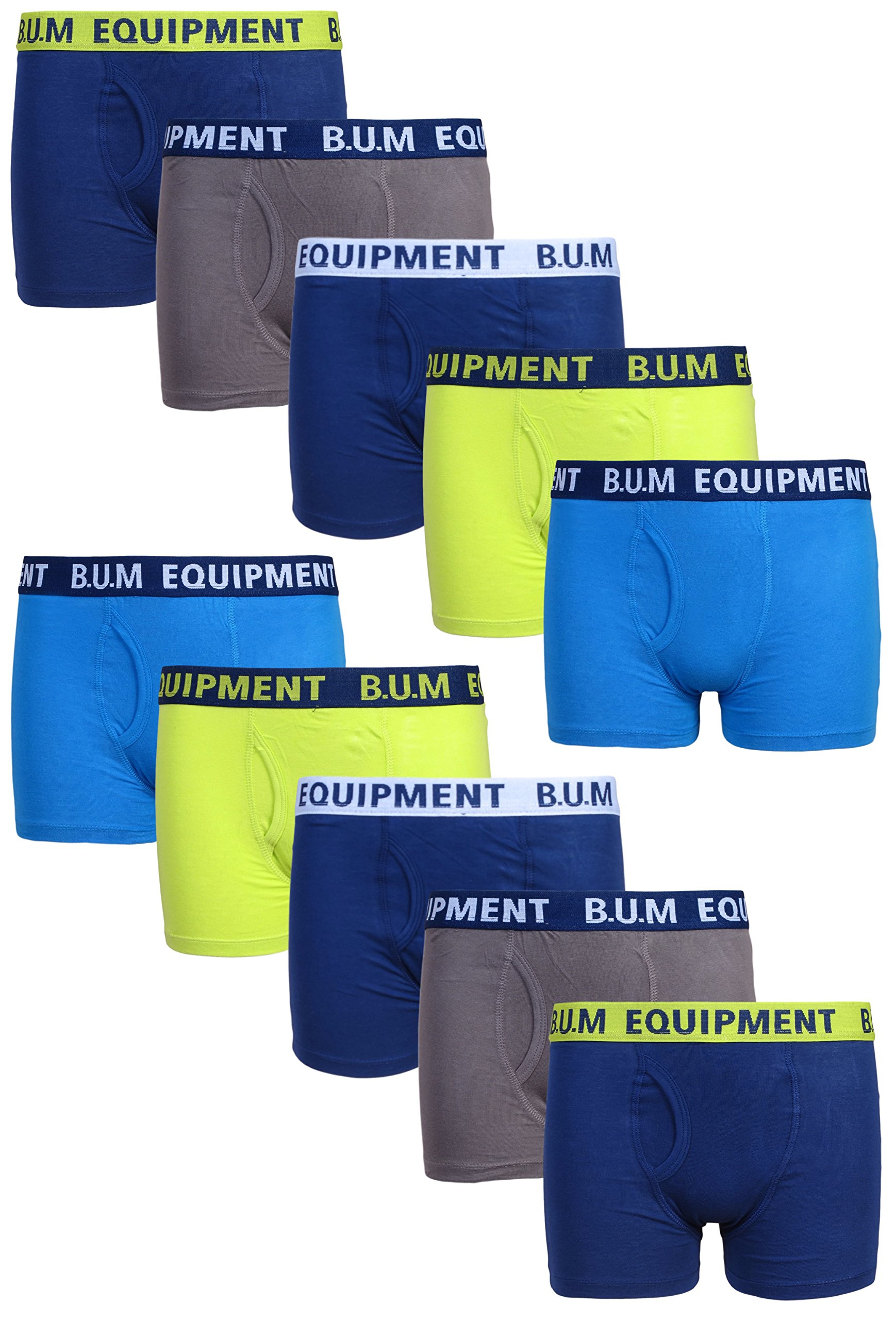 B.U.M. Equipment Boys’ Underwear – 10 Pack 100% Cotton Boxer Briefs (2T-18), Size 12-14, Fashion
