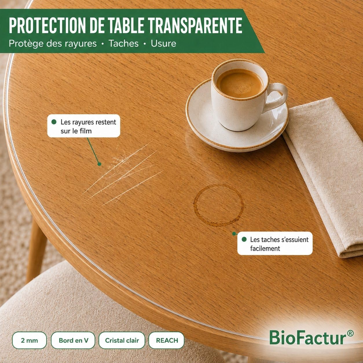 Nappe Transparente Ronde sur Mesure