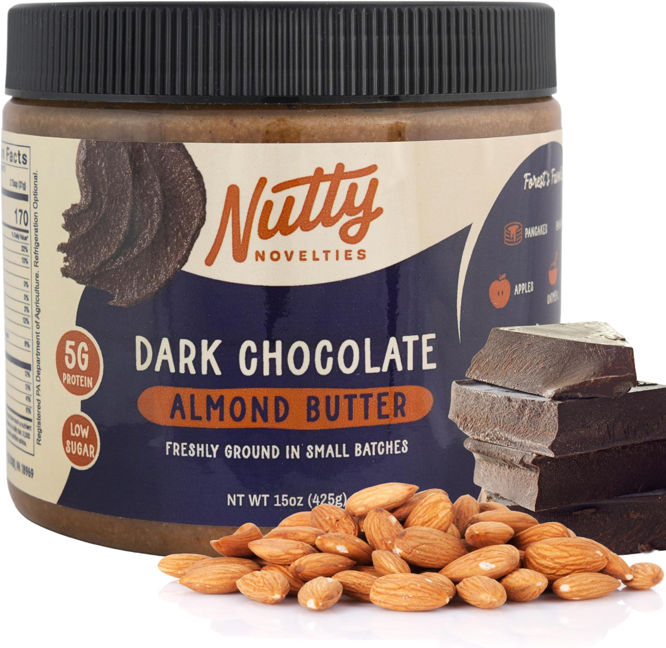 Gourmet Dark Chocolate Almond Butter for Toast, Smoothies, and Baking - High Protein & Healthy - Keto & Paleo Friendly - Non-GMO, No Artificial Ingredients - Creamy Nut Butter - 15 Oz