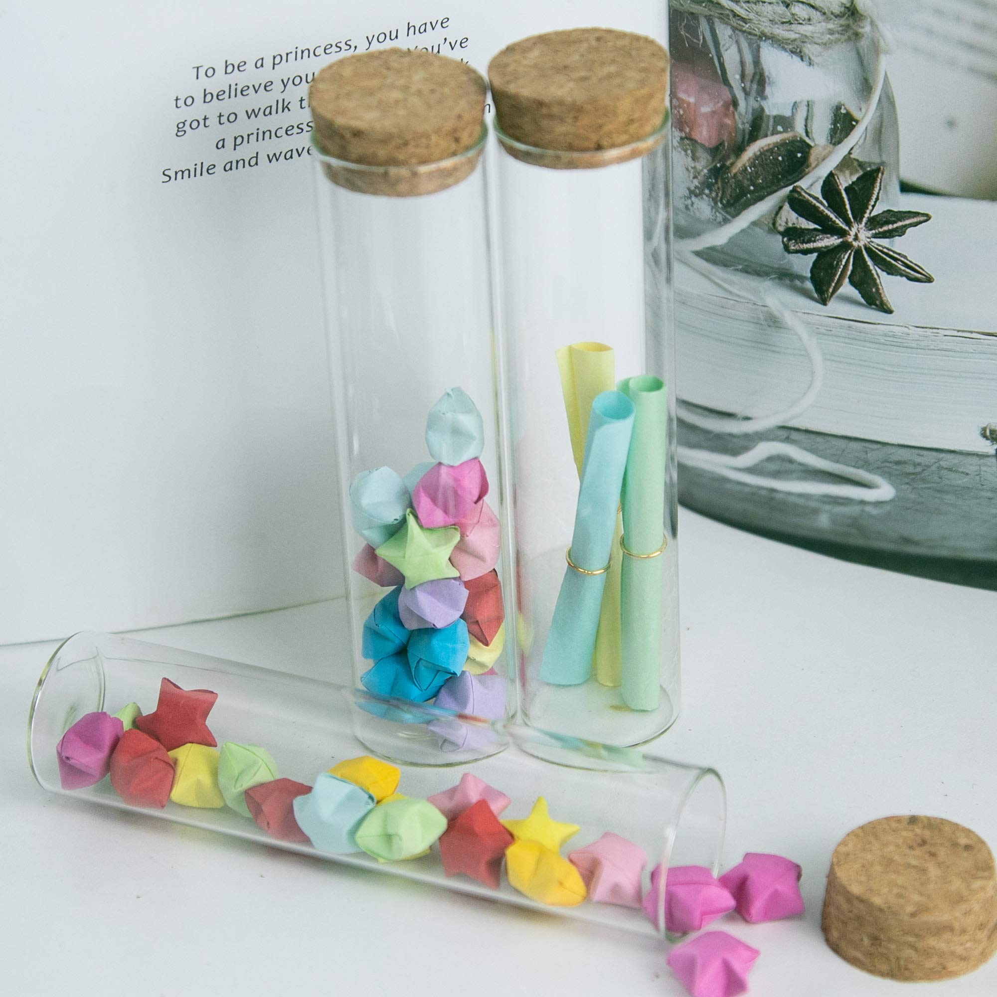 60ml transparente reagenzglas glasflasche mit korken stopfen，geeignet für die lagerung von flüssigkeiten, lakritz, sand, pulver (50, 60ml)