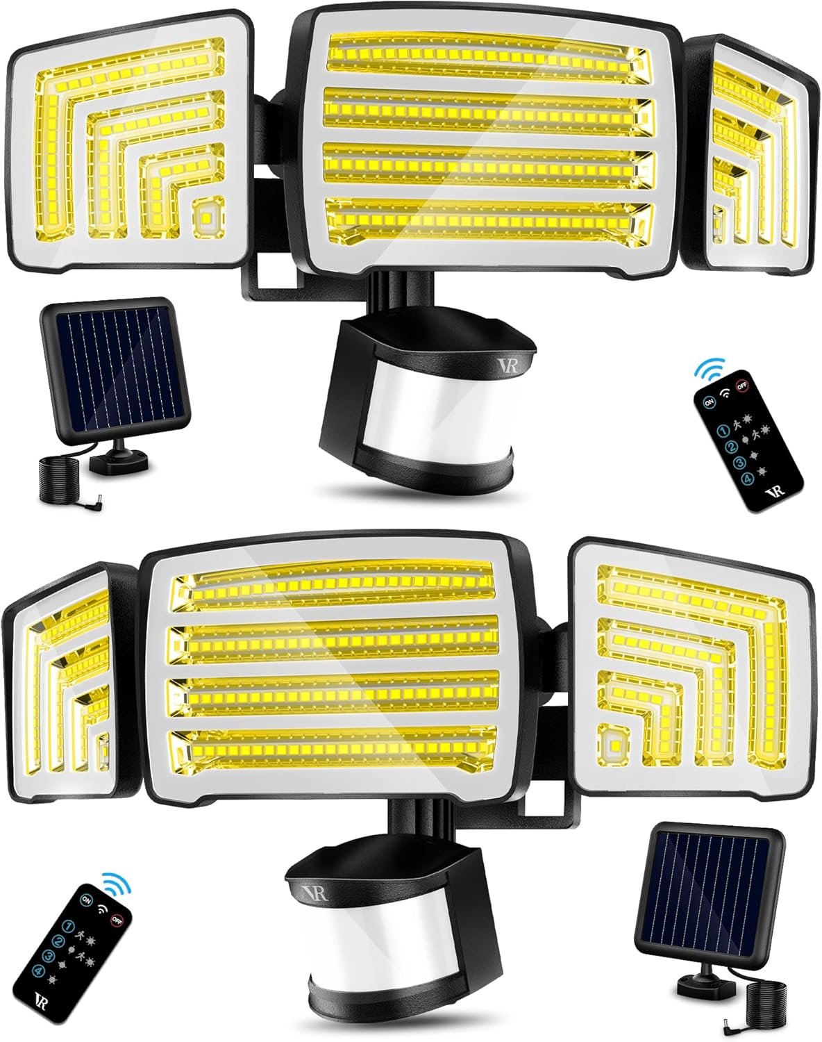VENSSTNOR Solar Motion Sensor Flood Lights Outdoor 4000LM 4 Lighting