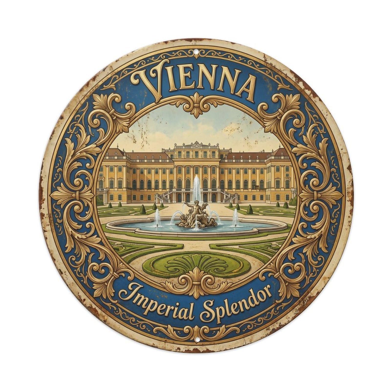 Vintage Travel Vienna Schonbrunn Palace Metal Tin Sign