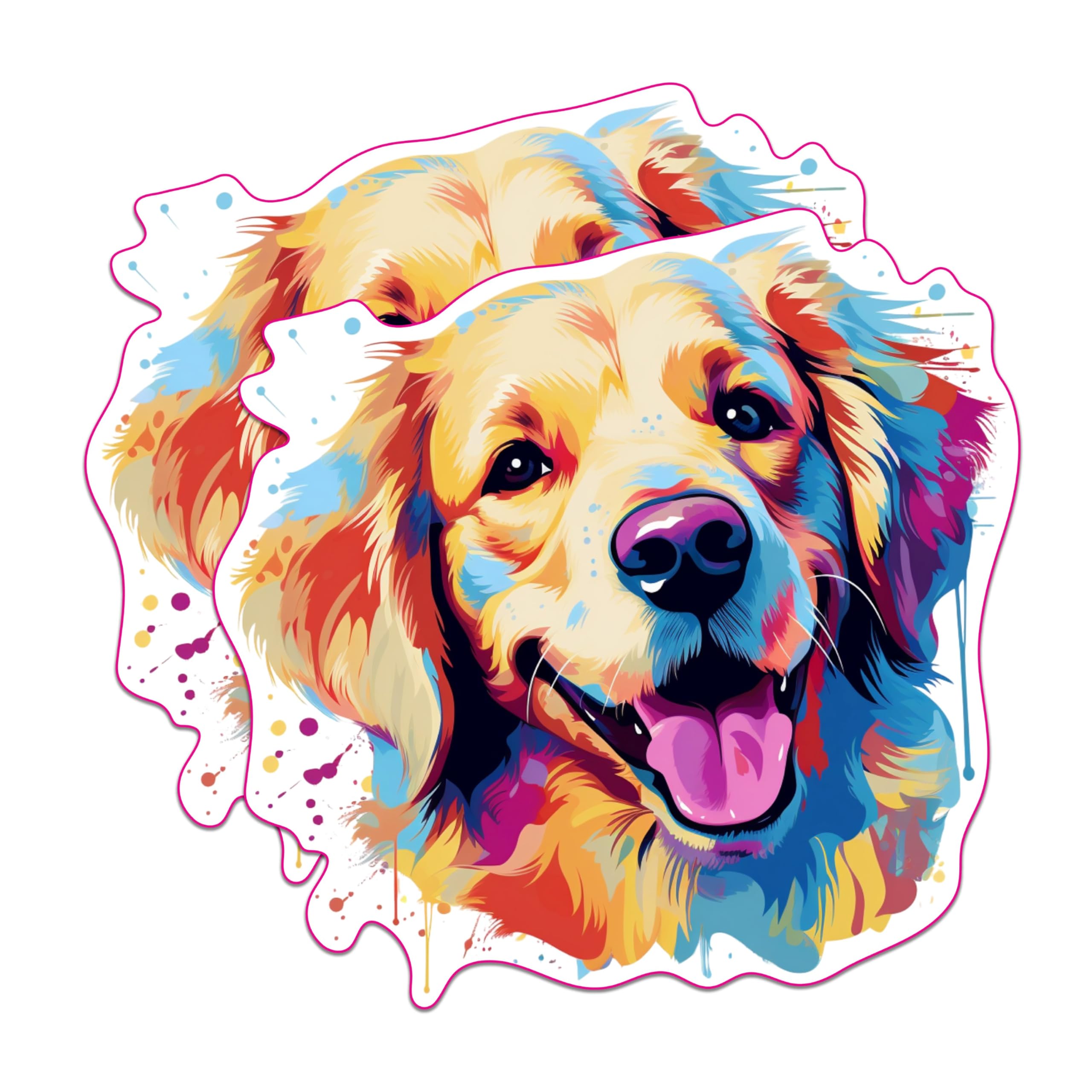 (2 Pack) Golden Retriever Dog Breed Stickers - 5 Inches On Longest Side - Choose from Over 100 Dog Breeds - for Cars, Trucks, Skateboards, Laptops - Made in USA - BMCS1863