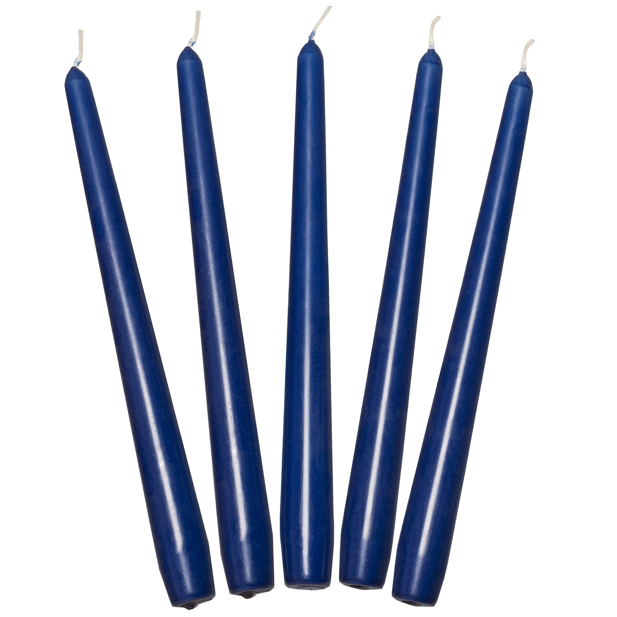 Deli Supplies Dinner Party Christmas Table Decor Bistro Candles Non Drip Tapered 9” 24cm Tall Taper Candle 7 Hour Burn Time Smokeless and Dripless Quality Wax (Blue, 5)