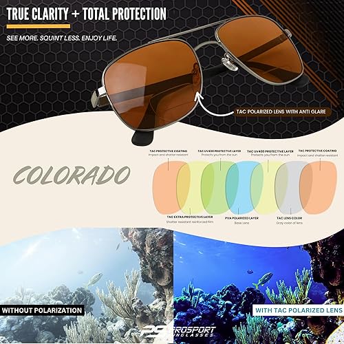 Miniatura 6 de proSPORT Aviator - Lentes de sol bifocales polarizados para lectura para hombres y mujeres, unisex. Lector solar bifocal tintado con aumento