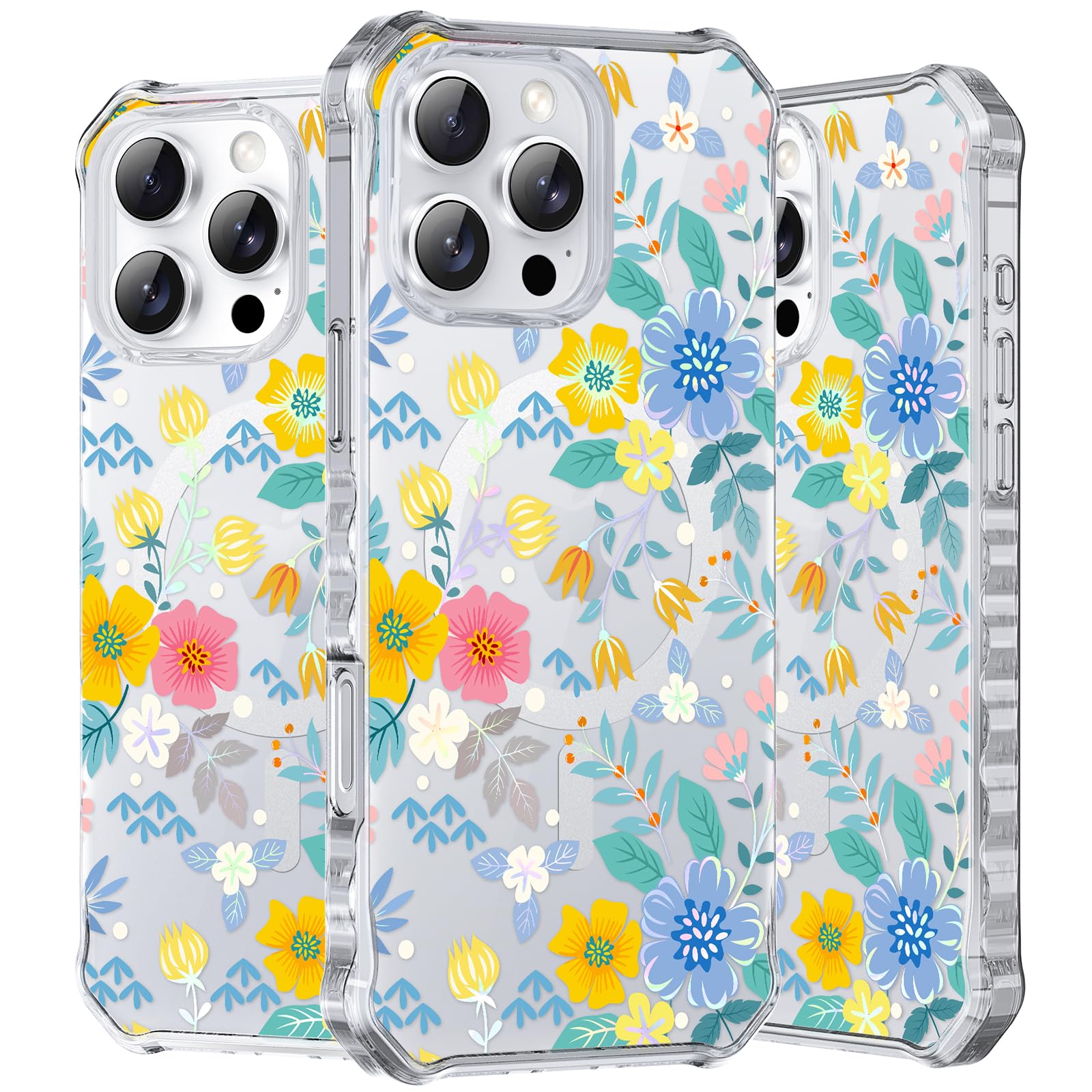 Coque iPhone 16 Pro Max compatible MagSafe à motif floral imprimé - 8