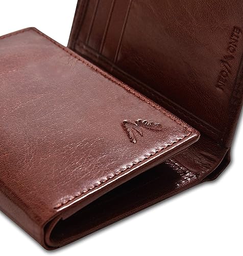 Miniatura 7 de NeoMonte Carteras de cuero RFID con bolsillo frontal para hombre 9 tarjetas de crédito 2 tarjetas de identificación billetera triple delgada