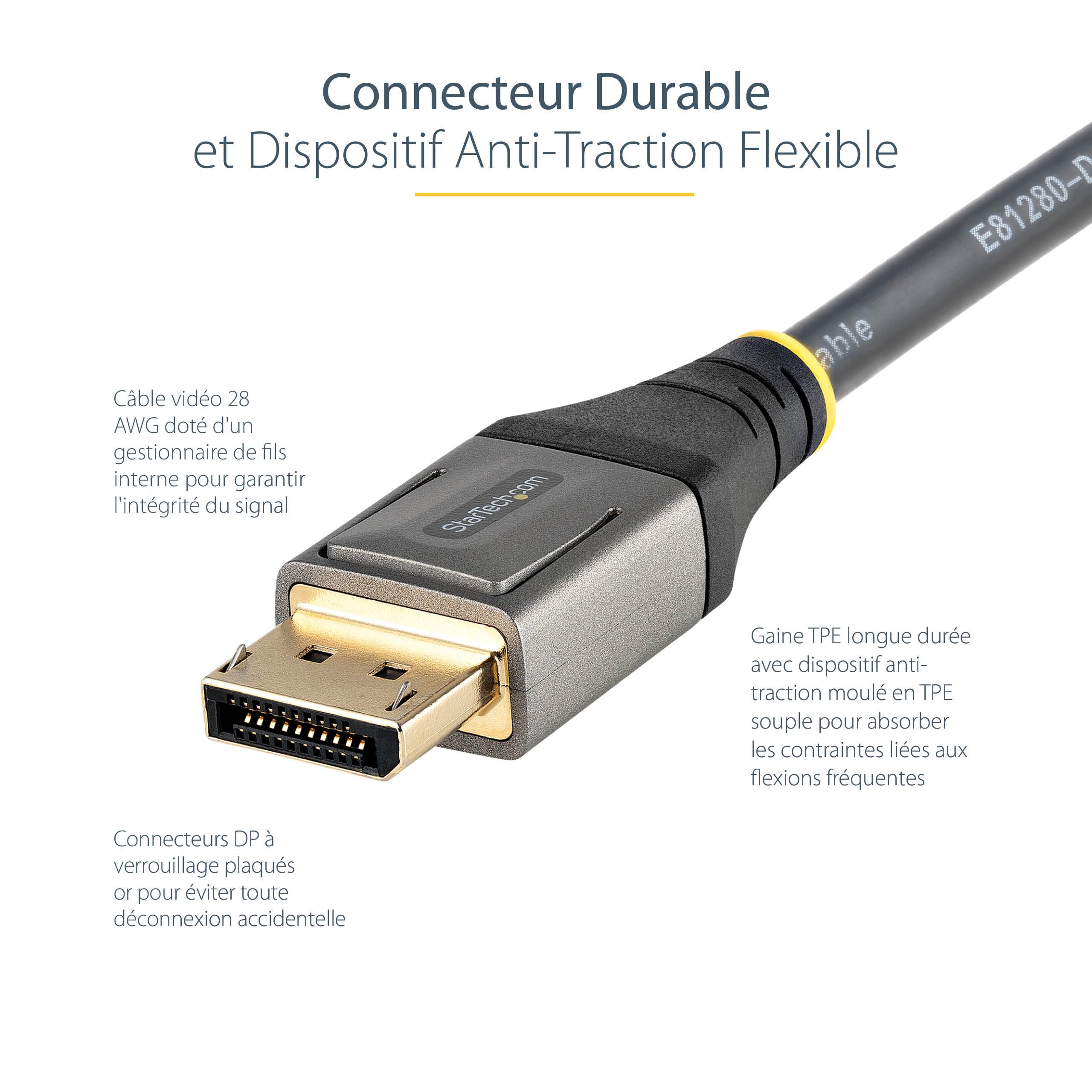 StarTech.com Câble DisplayPort 1.4 Certifié VESA 5m - 8K 60Hz HDR10 - Vidéo Ultra HD 4K 120Hz - Cordon Moniteur/Écran DP 1.4 - Câble DisplayPort vers DisplayPort - M/M (DP14VMM5M)