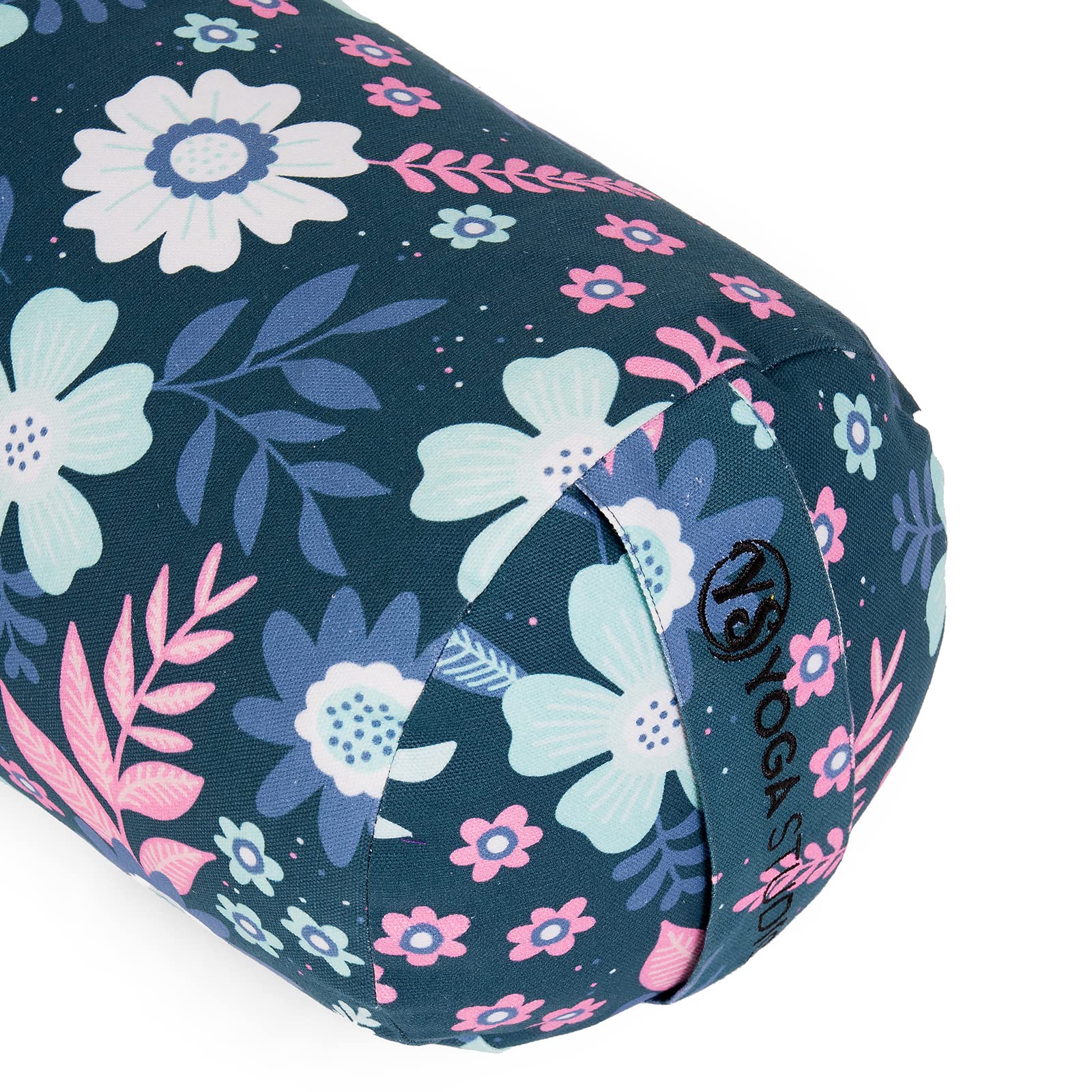 Yoga Studio Unisex's YS/Buckw/design/wałek/BF zaprojektowany wałek - 23 cm x 61 cm gryczana joga niebieskie kwiaty, lekka, organiczna bawełniana osłona, regularna