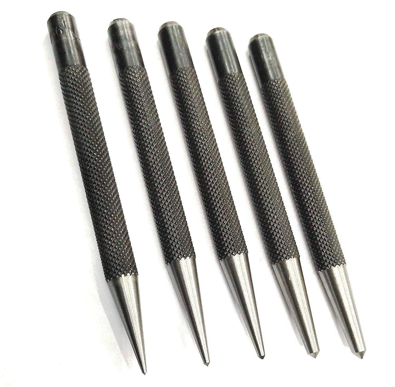 Set of 5 Pcs Center Punch-Imperial Standard Hard Metal-Wood Working Hand Tools (Round Head)