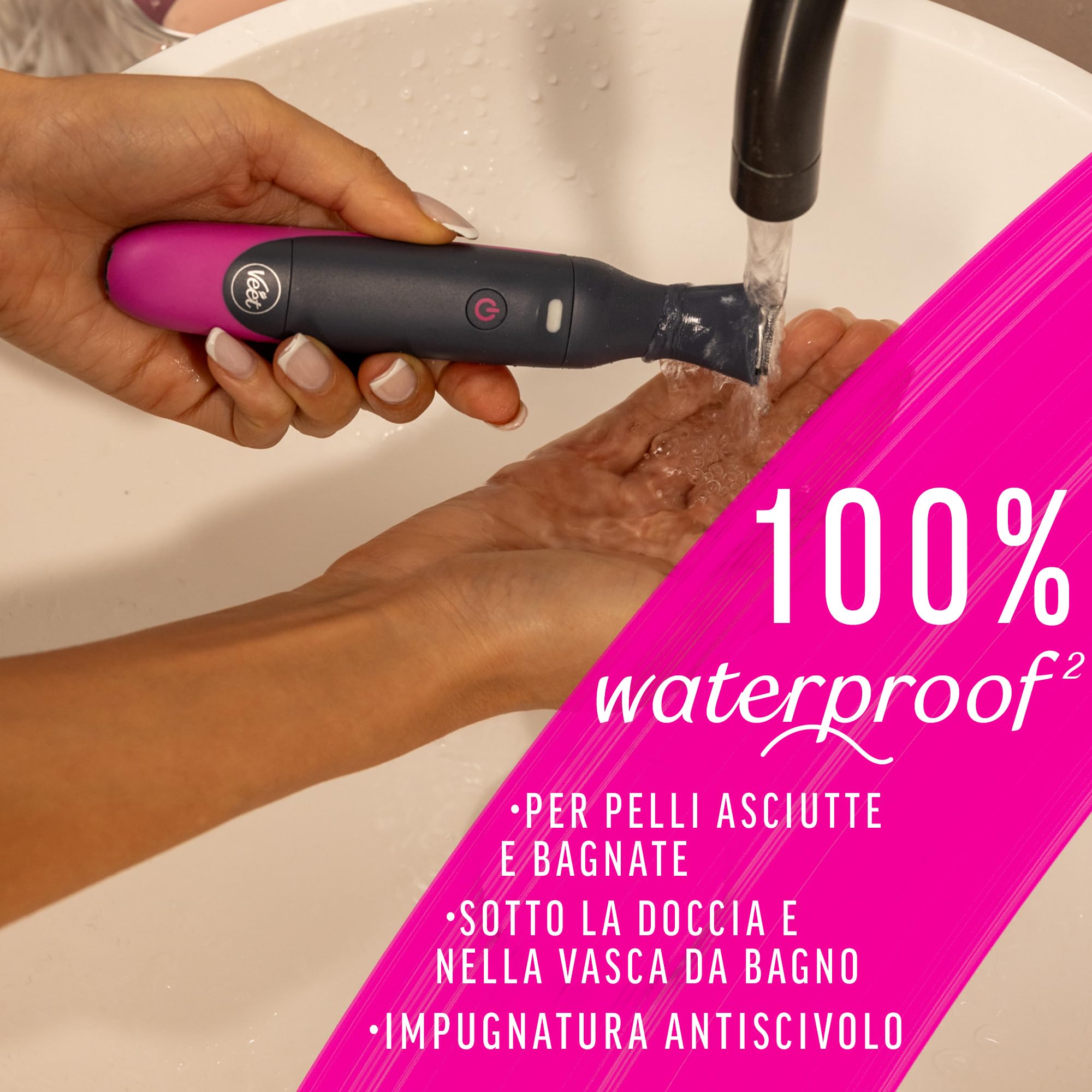 Veet Expert All-In-One Trimmer, Rasoio elettrico donna, Viso e parti intime, 100% waterproof, 2 testine e 3 pettini, Rasatura ad alta precisione, Cordless + Strisce Depilatorie viso Pelli Sensibili