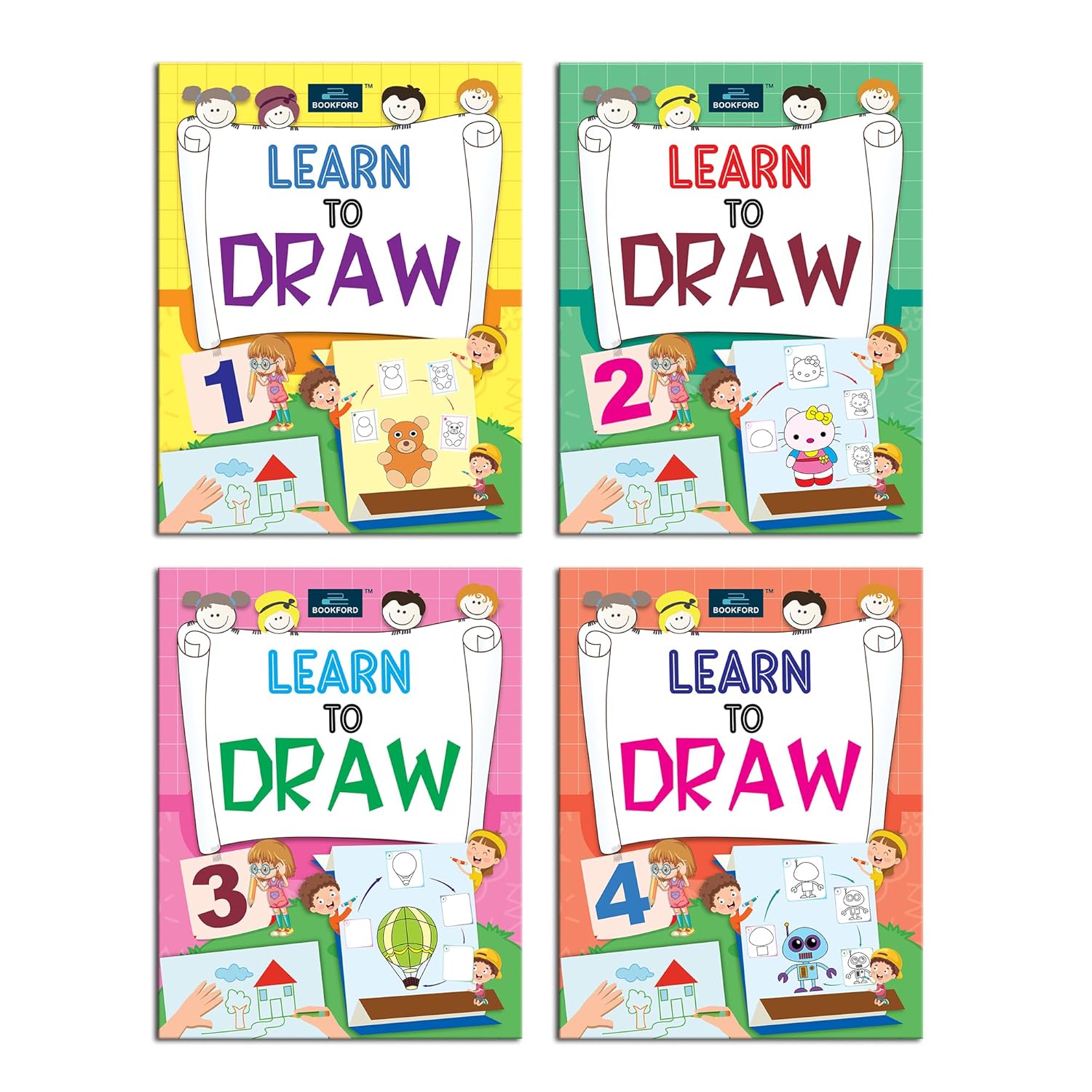 BookFord Learn To Draw Copy Coloring Book For Kids (Set Of 4)- Fun, Educational, Colorful Imagery, Engaging Activities, and Hours of Entertainment Drawing Books For Kids. Suitable For All Ages Groups BookFord Learn To Draw Copy Coloring Book For Kids (Set Of 4)- Fun, Educational, Colorful Imagery, Engaging Activities, and Hours of Entertainment Drawing Books For Kids. Suitable For All Ages Groups