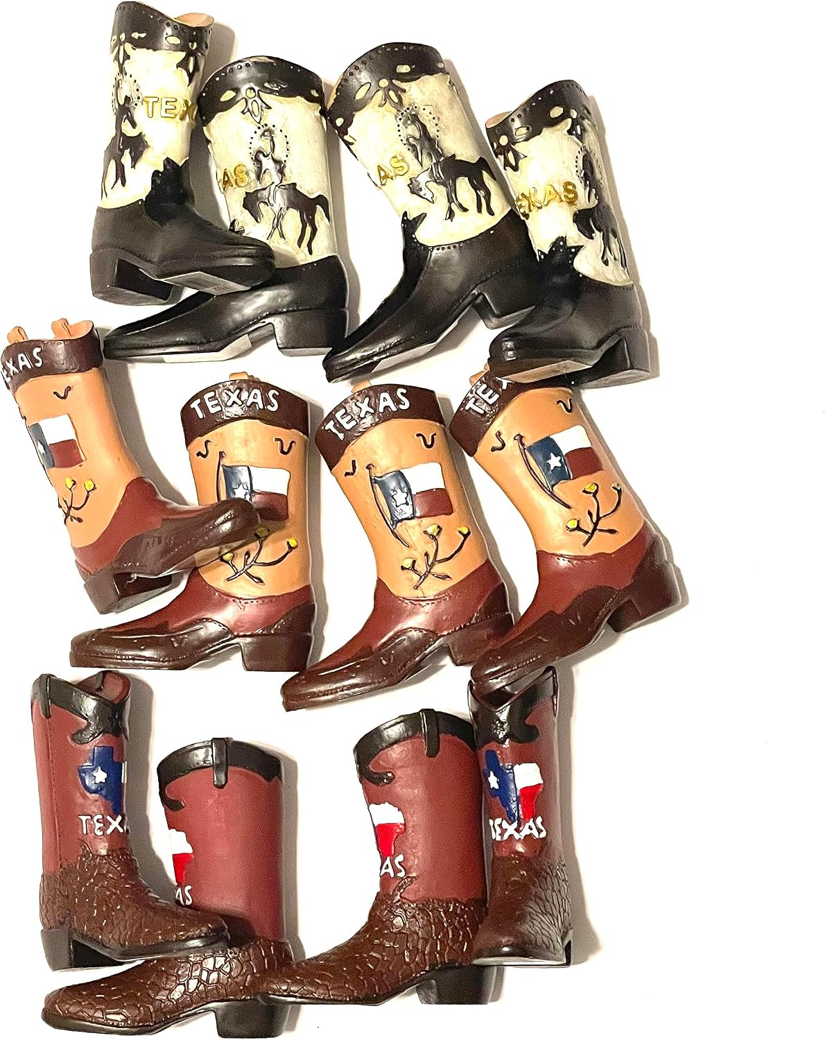 SUREG Western Mini Texas Cowboy Cowgirl Boot Figurine Set of 12 Miniature Boot Figurine