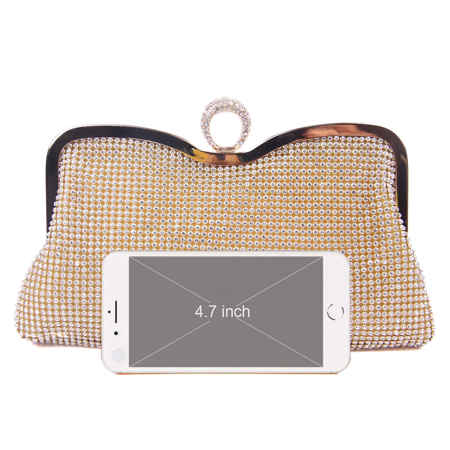 Pochette da donna con Diamante Borsa da sera con catena per borsa da sposa Borsa da sposa da Cerimonia 722 (Oro 2)