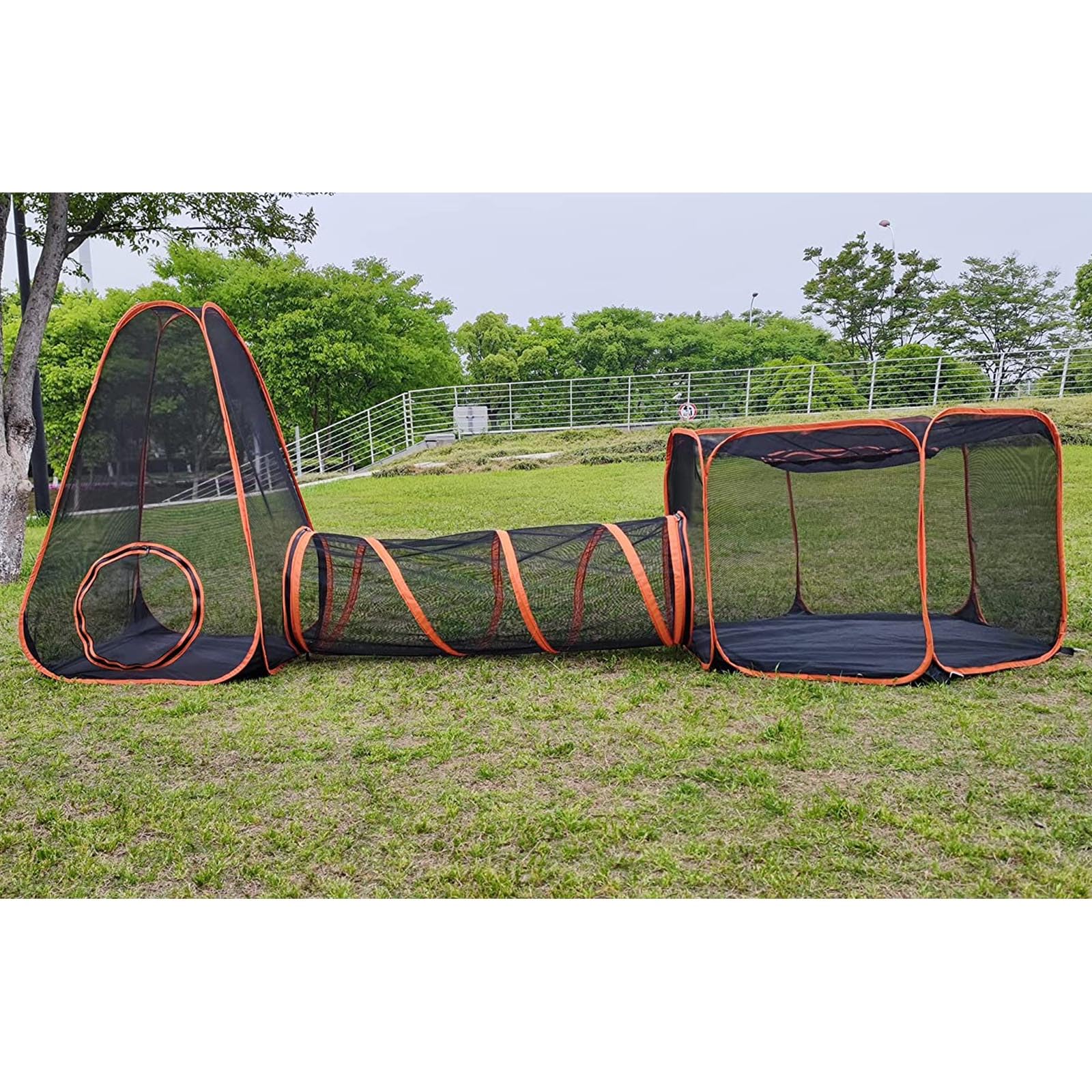 Recinzione per gatti da esterno, tenda portatile 6 in 1 per gatti e box a tunnel per interni ed esterni, ideale per gatti, conigli, furetti e piccoli animali, facile da installare, design espandibile