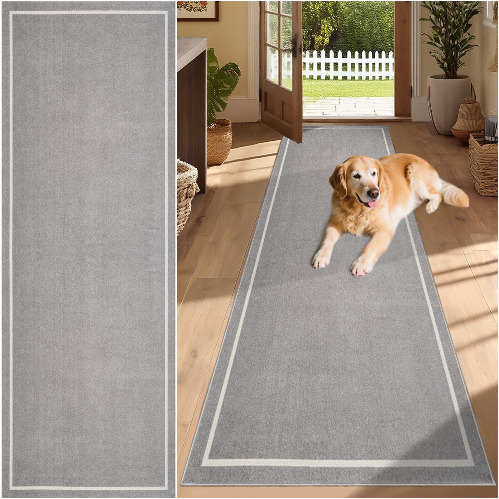 SUNMME Runner Rug for Hallway 80 x 200 cm Washable Non Slip Rubber Backing Carpet for Kitchen, Autumn Soft Faux Wool Low Pile Bedroom rug, Floor Mat for Entrance Passage Entryway Grey โ image 1