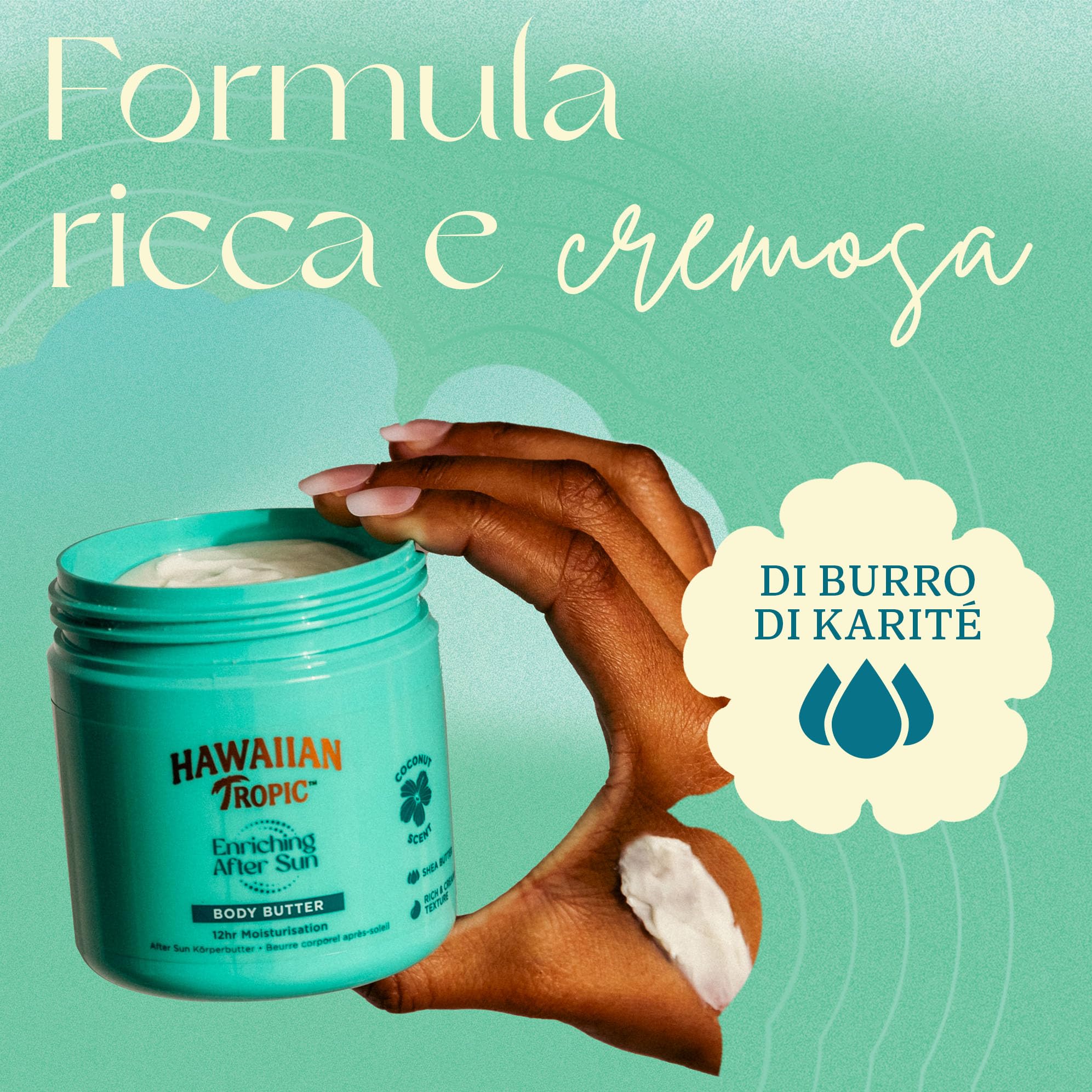 Hawaiian Tropic | Enriching Body Butter Doposole - 250 ml, 12 di Idratazione, con Burro di Karité, Profumo di Cocco, Vegano