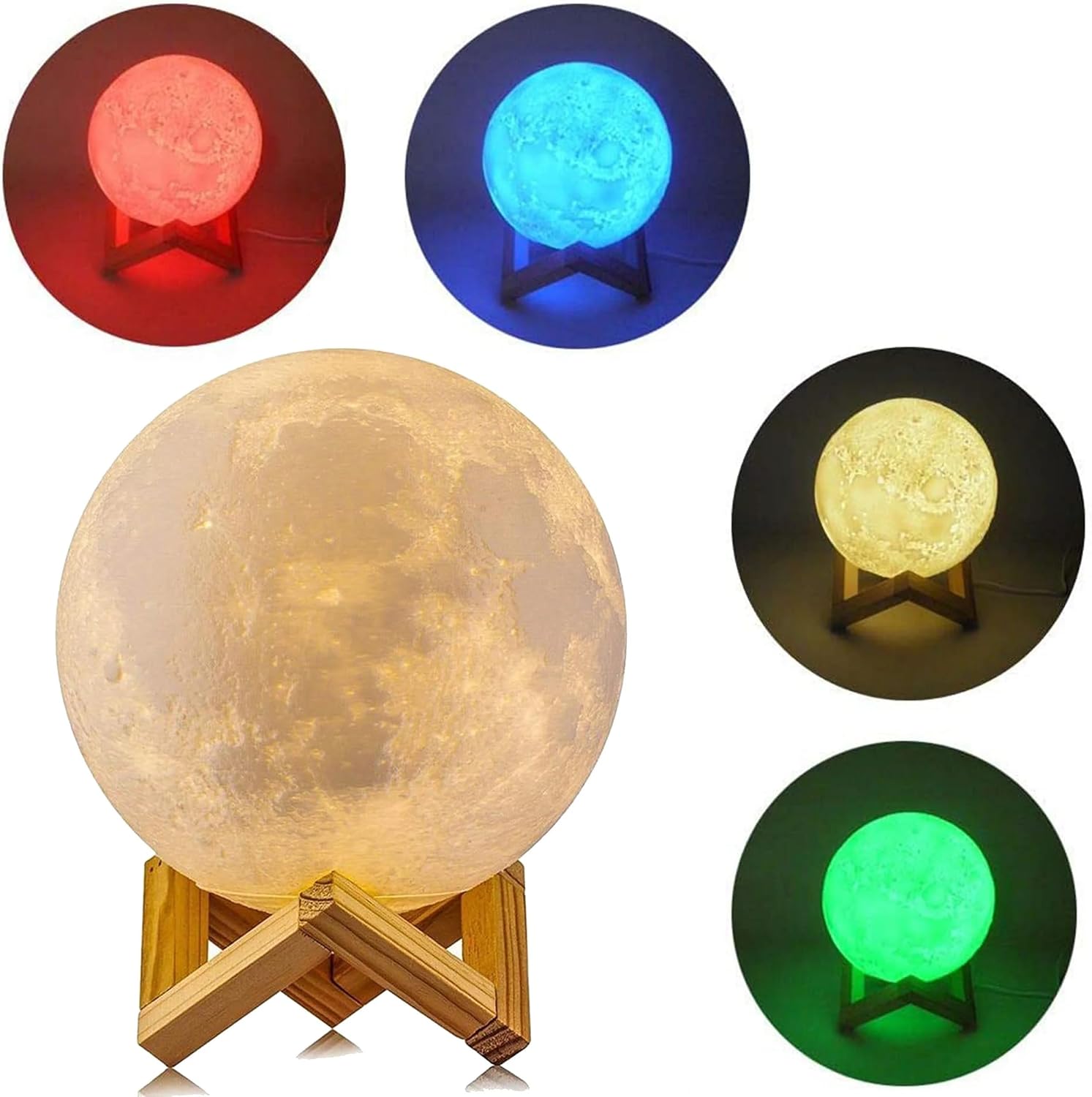 Luminaria 3D Lua Cheia Touch RGB Abajur Decoracao LED USB