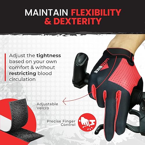 Miniatura 8 de Guantes de bicicleta para hombres y mujeres con almohadilla antideslizante que absorbe los golpes, guantes de ciclismo ligeros para dedos completos,