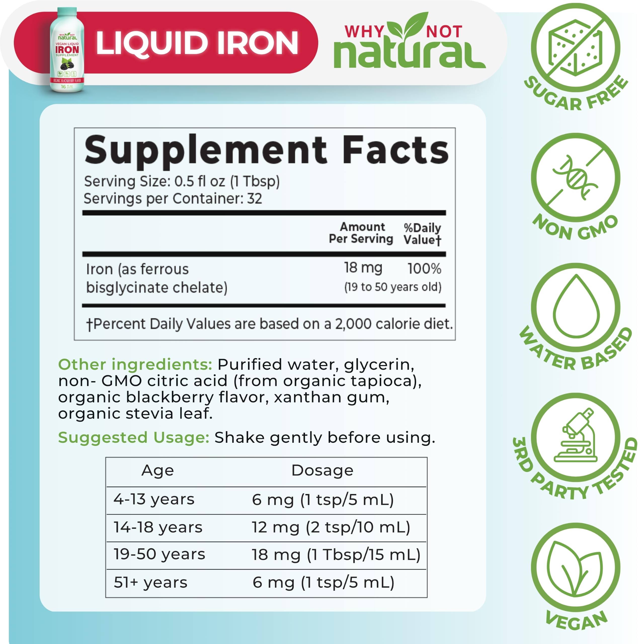 Liquid Iron Supplement for Women, Men & Kids, Vegan Formulation for Anemia — Amazon image 6