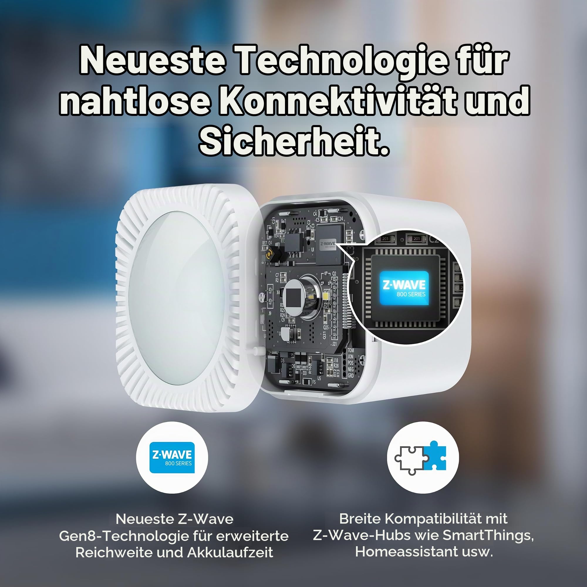 Aeotec TriSensor 8 – 3-in-1 Multisensor, Bewegung in 10m Radius, Temperatur in °C, Licht in Lux, Z-Wave Gen8, Long Range, Hub erforderlich, Works with SmartThings, Homey, HomeAssistant