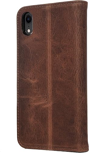 Miniatura 6 de Porter Riley - Funda de cuero para iPhone XR. Funda de piel auténtica premium con ranuras para tarjetas, soporte horizontal, marco duradero (marrón