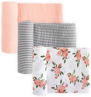 Premium Muslin Swaddle Blanket 3 Pack | for swaddling, Play, Nursing & M...