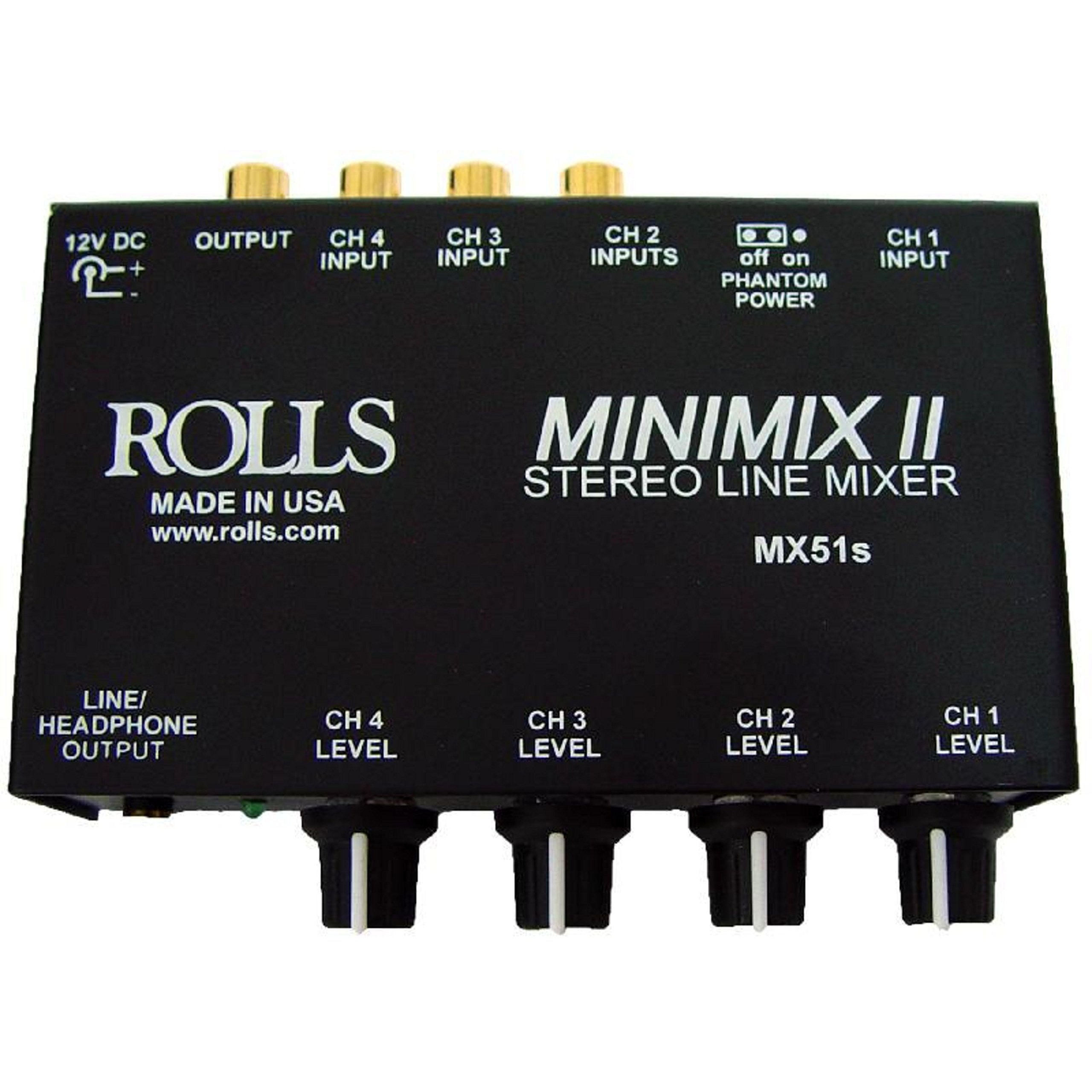 Rolls MX51S Mini Mix 2 Four-Channel Stereo Line Mixer Black