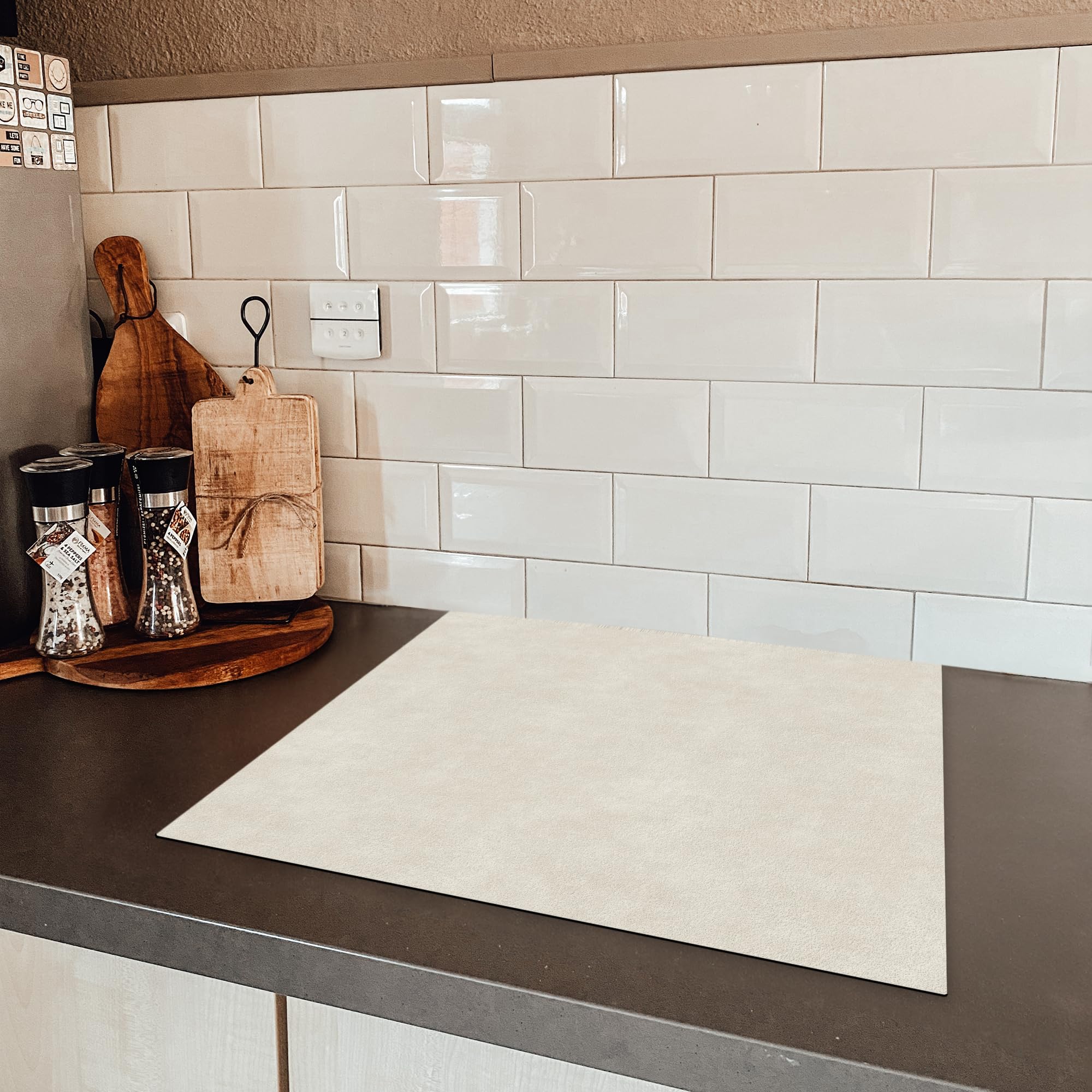 KitchenYeah© Protector Vitroceramica 60x52 cm Tapa para induccion Placa Encimera Cubre de Protectora Cocina Color arena - Moderno - Liso
