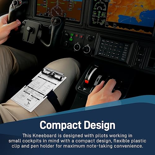 Miniatura 5 de Pilot Kneeboard - Pizarra de escritura piloto de aluminio - Portapapeles de 5.5 x 8 pulgadas - Clip de metal y práctico soporte para bolígrafo -