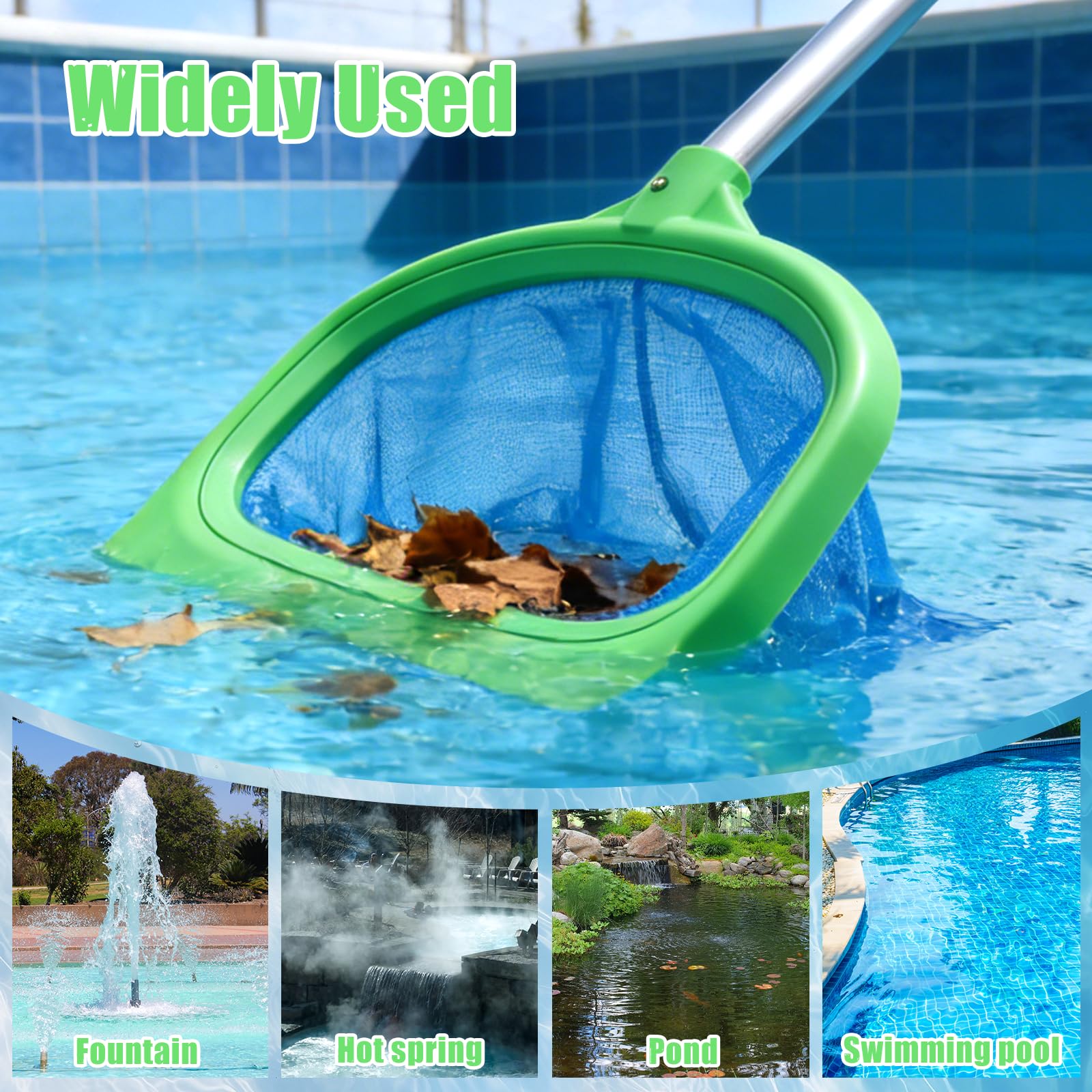 Epuisette de Piscine Maille Fine(Aucun Bâton), Épuisette de Fond & Surface Ecumoire pour Piscine, Jacuzzi, Spa, Bassin Exterieur Professionnelle, Filet de Nettoyage de Fond Piscine