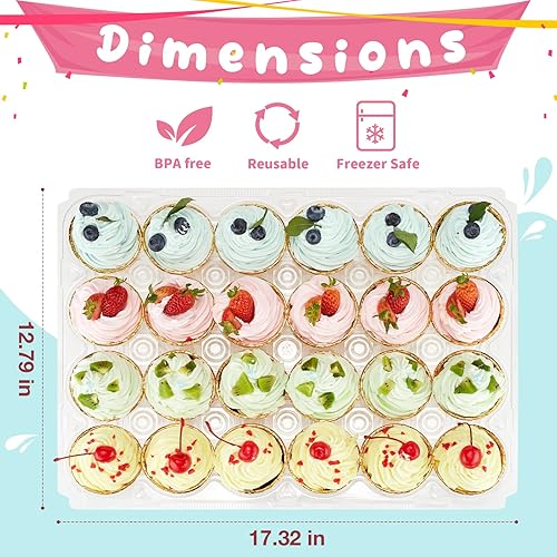 Miniatura 6 de (24 paquetes x 10 juegos) Soportes apilables para cupcakes con 240 forros para cupcakes, soportes de plástico para 24 cupcakes, recipientes de tapa